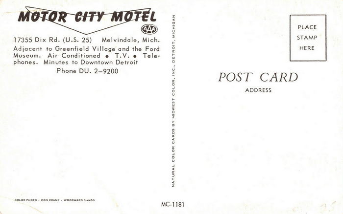 Motor City Motel - OLD POSTCARD VIEW